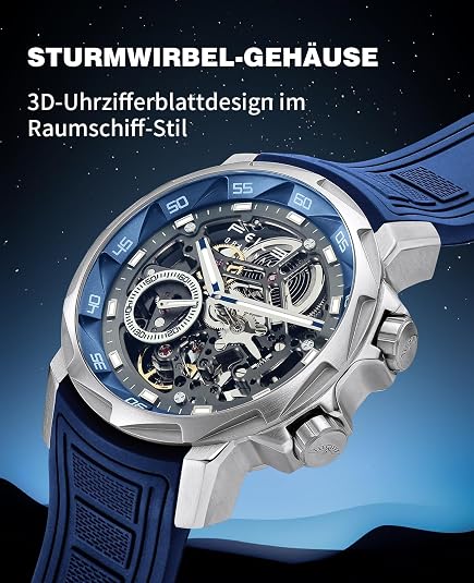 FEICE FM511 Skeleton Auto Watch, Sapphire Luminous 5ATM Steel Strap