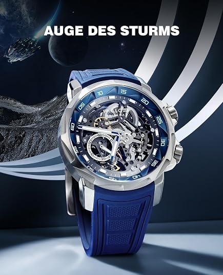 FEICE FM511 Skeleton Auto Watch, Sapphire Luminous 5ATM Steel Strap