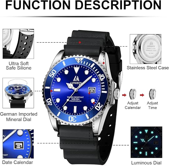 LN LENQIN Mens Watches Stainless Steel Waterproof Watch for Men